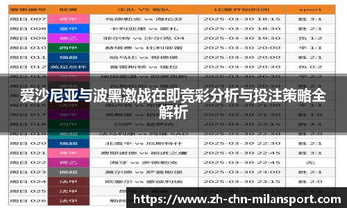 爱沙尼亚与波黑激战在即竞彩分析与投注策略全解析